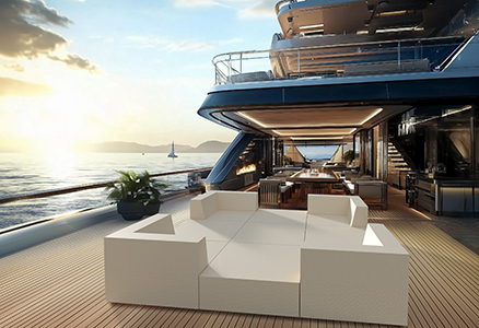 Bruns Yachtausstattung Loungemöbel Modularmöbel-Stil Island Anwendungsbeispiel auf Yacht